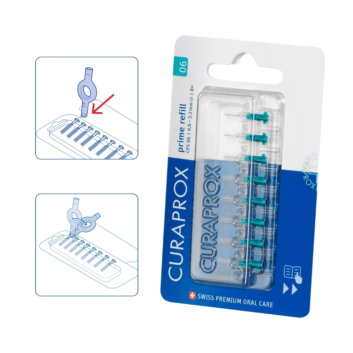 Bộ 8 đầu thay cho bàn chải kẽ răng Curaprox CPS Prime